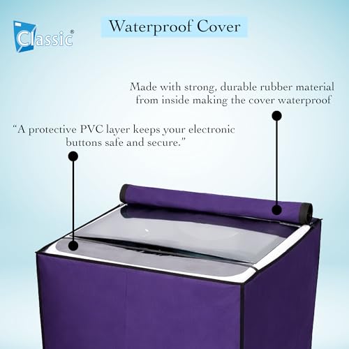 Image of Classic Top Load Washing Machine Cover Suitable For LG 11 Kg, 11.2 Kg, 11.5 Kg, 12 Kg, Waterproof & Dustproof (56cmsX56cmsX88cms, Purple)
