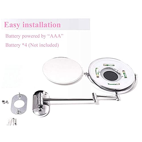 Miroir de maquillage grossissant LED double face pliable et rétractable