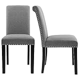 NOBPEINT Fabric Dining Chairs Upholstered Kitchen Chairs with Solid Wood Legs, Set of 2 (Gray)