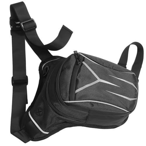 AMUSLESUR Bolsa de Pierna para Moto Negra con Correas Ajustables Riñonera Deportiva Multifuncional para Ciclismo Senderismo y Actividades al Aire Conveniente y Adaptable para Hombre y Mujer