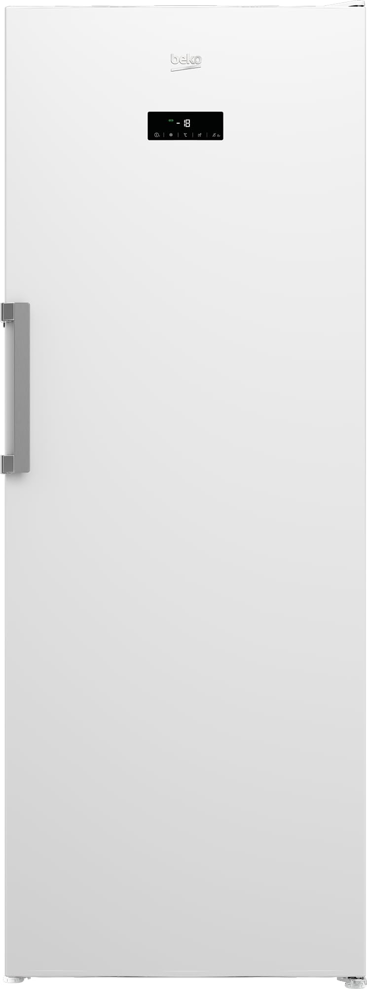 Beko RFNE448E55W Gefrierschrank, 404 l Nettovolumen, No Frost, Schnellgefrierfunktion, Multifunktionsdisplay, 6 Gefrierschubladen + 2 Fächer, 36 dB (A), in unbeheizten Räumen nutzbar, Weiß