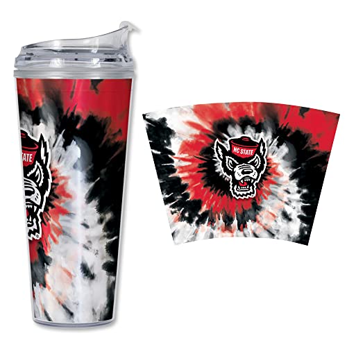 Image of Rico Industries NCAA Glitter 24oz Acrylic Glitter Tumbler with Hinged Lid, Officially Licensed Double Wall Tumbler with Straw
