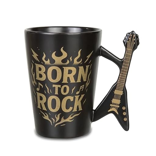 Froster Taza Guitarra Eléctrica, 3D Taza Musica, Regalos para Guitarristas, Born to Rock Coffee Mug con Asa en Forma de Guitarra Estilo V, 300 ml | Ya disponible en tu tienda friki favorita! En mundofriki.es!