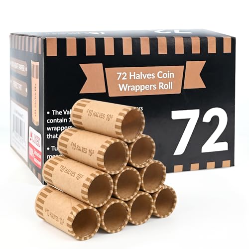Image of LLIKED 72 PCS Preformed Coin Wrappers Rolls-Halves, Brown