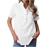 Womens Tops Dressy Casual Short Sleeve Cotton Women Blouses and Tops Fashion V Neck Work Out Shirts