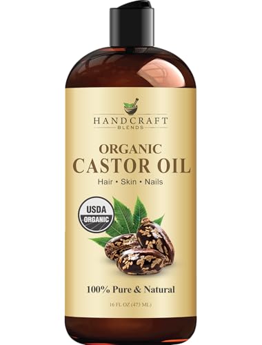 Handcraft Blends Organic Castor Oil - 16 Fl Oz - 100% Pure and Natural - Premium Grade Carrier Oil for Hair Growth, Eyelashes and Eyebrows - Hair and Body - Expeller-Pressed & Hexane-Free