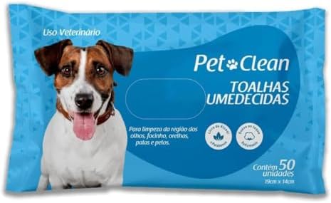 Lenço Umedecido Toalhas para Pets – 50 Unidades Cada, Com Aloe Ve...