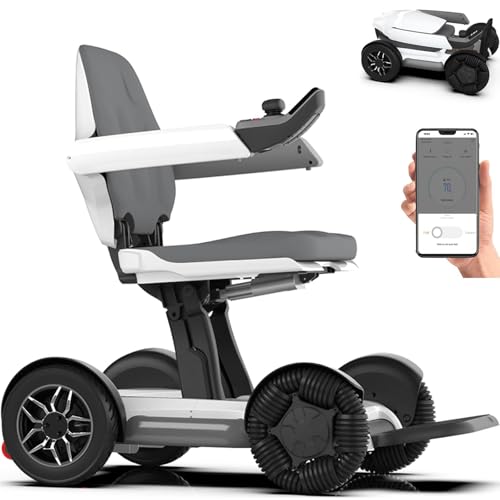 Electric Powered Wheelchair - Automatic Folding Remote Controlled Smart Device, Compact Heavy Duty Dual Motor Mobility Scooter, Portable Motorized Folding Design for Enhanced Mobility.