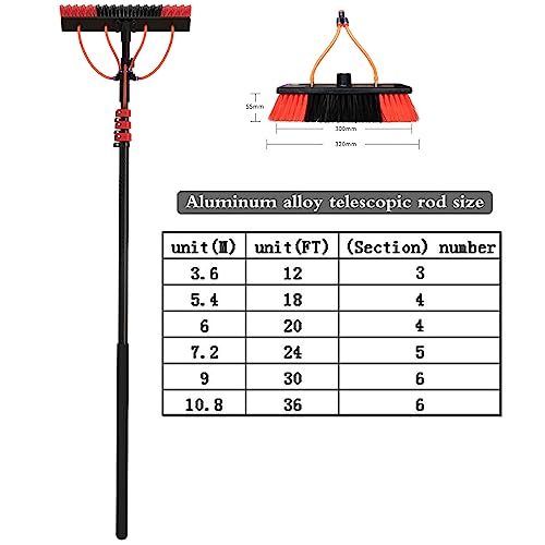 Teles - Kit de limpieza de ventanas - Cepillo de agua ajustable de 3,6 m/11 m para limpieza de paneles solares - Limpieza eficiente y versátil para uso doméstico y comercial