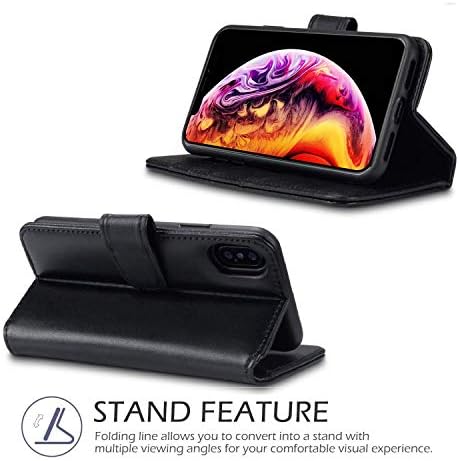 iPhone X/XS Case, iPhone X/XS Case Cover [5.8], By DN-Alive Pu Leather [Card Holder] [ID Holder] [Wallet Case] [Book Case] [Flip Case] [Drop Proof] For iPhone X/XS Case (BLACK)