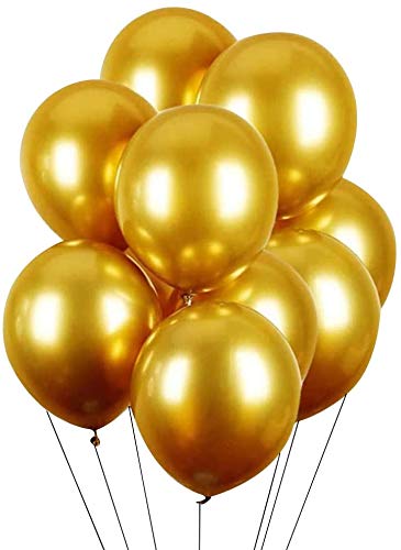 Smartz Minds Chrome Balloon Golden Color 100pc for Birthday, Anniversary, Engagement, Any Party Decoration