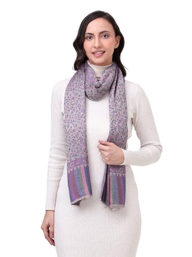 Image of EH Pashmina Stole, Reversible Jamawar weave in beautiful paisley & floral, very soft MODAL fabric, all season Stole, Scarf, Wrap.