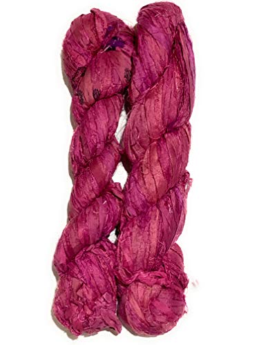 Sari Silk Ribbon Yarn For Knitting, Crochet, Jewelry Making, Gift Wrapping 100 Grams (Pink) #TOP1