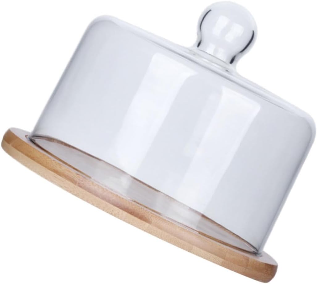 Protective Cake Cover with Large Glass Dome and Food Tray, Dustproof Fresh-keeping Glass Cake Stand, Suitable for Dessert Display and Serving