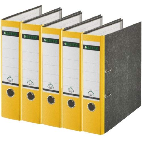 5er Pack Leitz 1080 Qualitäts-Ordner breit, mit patentierter 180º-Präzisionsmechanik (gelb)