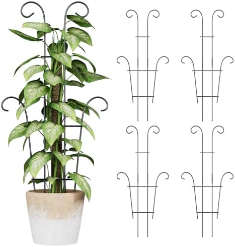 Larger 23.6in Taller Plant Trellis for Climbing Plants Indoor, 4 Pack Metal Garden Trellis for Potted Plants, Rustproof, Larger, Sturdy Climbing Plant Support for Indoor & Outdoor Houseplants