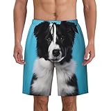 border collie - pantaloncini da spiaggia da uomo, in poliestere, effetto pelle di pesca, ad asciugatura rapida, taglie s-3xl, nero, x-large