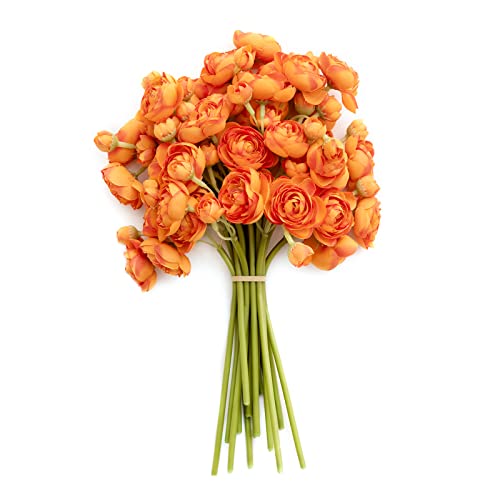 Ling's moment Ranunculus Artificial Flower, Faux Silk Mini Ranunculus Flowers