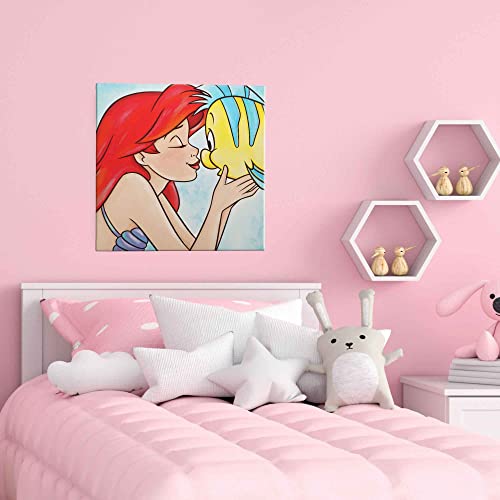 Open Road Brands Disney Die kleine Meerjungfrau Arielle und Flunder Galerie, verpackte Leinwand, Wanddekoration – große Arielle Wandkunst für Heimdekoration