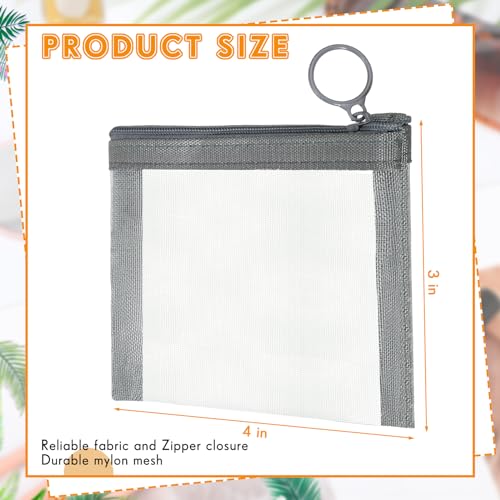 Image of Jexine 30 Pcs Mini Zipper Mesh Bags 4 inch x 3 inch Nylon Coin Pouch, Gray
