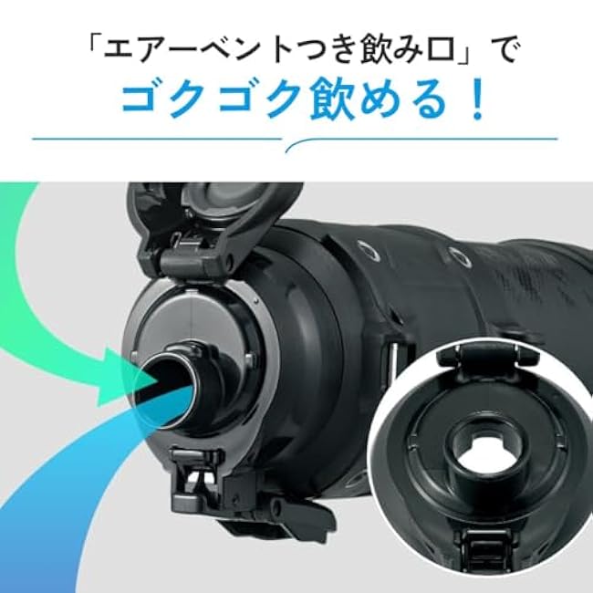 ZOJIRUSHI SD-HB10-BA Cool Bottle Water Bottle, 3.3 gal (1.0 L), Sports Type, Seamless Stop, Impact and Abrasion Resistant Protective Armor, Black