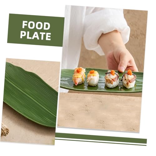 Plato de cerámica forma hoja japonés para sushi miniatura 3