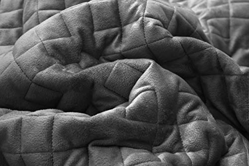 Capa de edredom F.Y.Dreams para cobertor pesado, Dark Grey Minky Square Quilted, 60