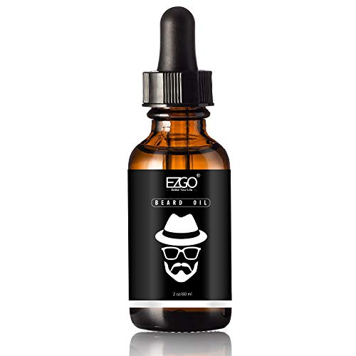 EZGO Beard Oil Leave-in Conditioner and Softener, Beard Growth, Mustache, Face and Skin, Unscented Beard Oil, 2oz