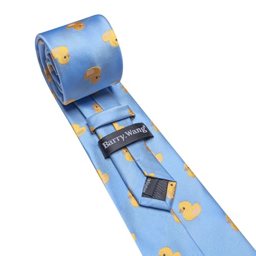 Image of Barry.Wang Fun Animal Ties for Men Designer Handkerchief Cufflink WOVEN Casual Necktie Set Festival