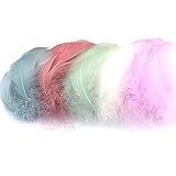 SUNCN 300個 グースフェザー オーストリッチフェザー カラフルなオトリッチ ホーム装飾 DIYクラフト パーティー ウェディングデコレーション(カルモランディー)