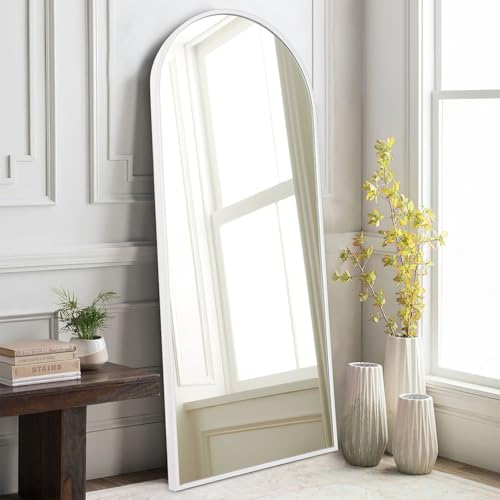 HLFMVWE White 120x40cm Arched Full Length Mirror, Large Bathroom Wall Mirror Metal Aluminum Frame Modern Simple Home Decor for Living Room Bedroom Cloakroom