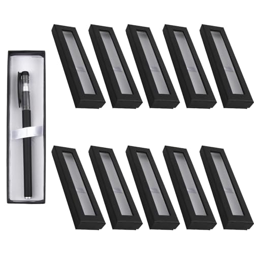 10 Pcs Caja de Regalo para Bolígrafos 18 x 5,2 x 2,5 cm, Cajas de Cartón de Lápices Estuche Vacío Negro, Cajas Rectangulares Largas para Collares Regalo para Recuerdo Negocios Suministros (A)