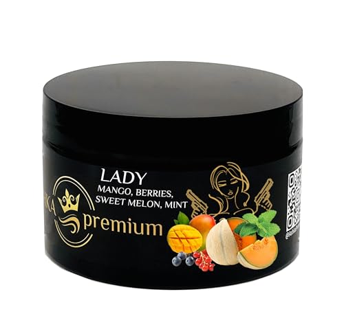 Ashka Premium goût chicha LADY - Pot 250 Gr - saveur shisha Lady : Mangue, melon, mélange de baies, Menthe narguilé