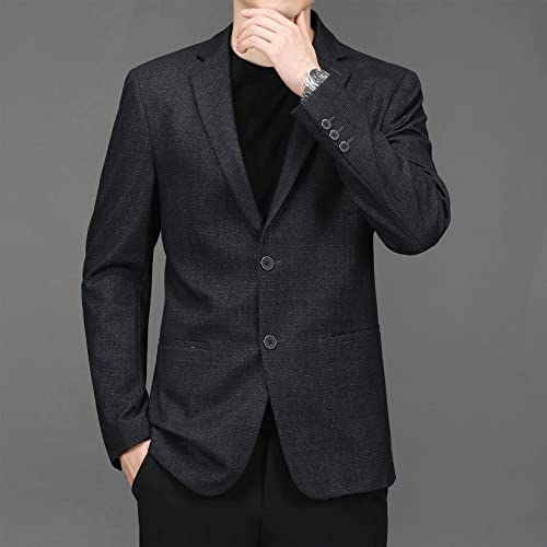 Blazer De Lapela Masculino Blazer De Dois Botões De Cor Sólida Blazer De Negócios De Mangas Comprida