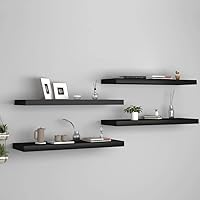 Vista 143 de Estantes flotantes de pared, 2 piezas de madera de fibropanel de densidad media gris de 47.2 x 9.3 x 1.5 pulgadas, estante de almacenamiento