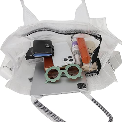 Jbb Women Clear Tote Bags Crossbody Purse Stadium Approved Bag Pvc Transparent Handbag Inside Pocket For Travel Beach Concert Pink #TOP4