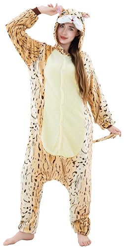 corimori Katzen-Kostüm Erwachsene Damen Herren Karneval Tier-Kostüme Onesie Jumpsuit Overall 17 Katze Orange,L