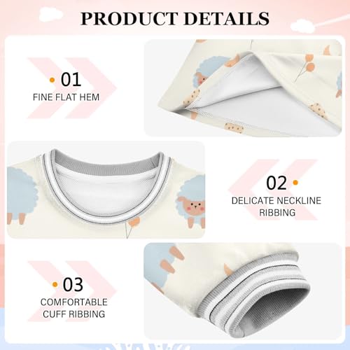 Light Blue Sheep Girls Dresses Long Sleeve Sweatshirt Dress for Girls Winter Toddler Casual A Line Dresses Size 2-8T3