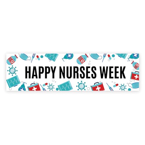 Andaz Press 13x48 Turquoise Happy Nurses Week Decorations Banner Large CNA Week Thank You Banner Decor Nurse Appreciation Week Banner Decorations For Staff Employee Nurses Week Banner