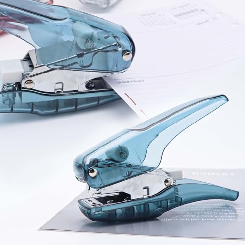 NatSumeBasics Plier Effortless Stapler & 1000 Rose Gold Staples, Clear Blue Handheld Stapler 25 Sheets Capacity Heavy Duty Manual Staplers for Office Accessories Supplies (Blue)