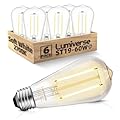 ST19 LED Edison Bulb, 5.5W (60W Equivalent) 500LM CRI 95+, Non-Dimmable, 2700K Soft White, E26 Medium Base, Vintage Filament, Clear Glass, Standard Type A Lamp, for Kitchen, Bathroom, Bedroom, 6 Pack
