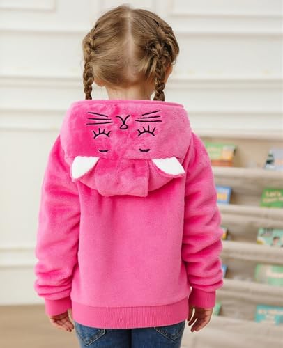 RAISEVERN Toddler Fleece Jacket Hooded with Cat Ears Cute Winter Zip-up Coat for Girls Boys Warm Casual 1-5T3