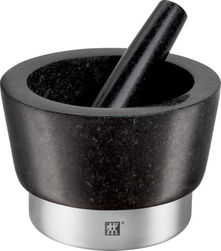 ZWILLING Mortier avec Pilon, Ø 15 cm, Hauteur: 10 cm, Granite, Noir, série Spices