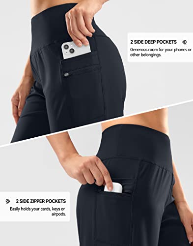 G Gradual Women's High Waisted 9" Bermuda Shorts With Zipper Pockets Athletic Workout Long Shorts For Women Knee Length(Navy,Xxl) #TOP3