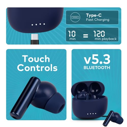 Image of Bluetooth Ear Buds with Fast Pairing Portable Charging Case Noise Isolation Mic for Calling Music Gaming (Design 303)