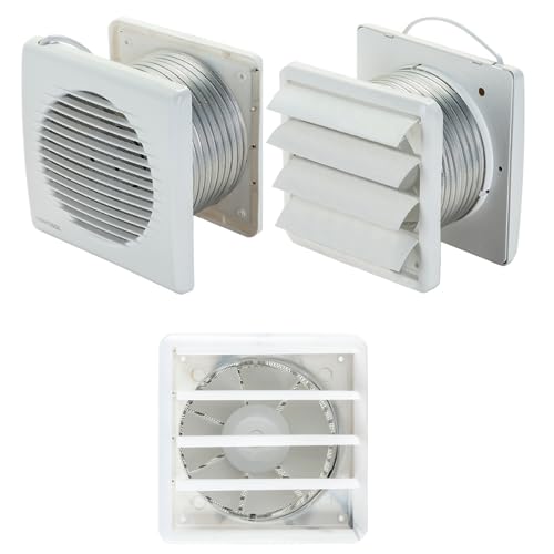 Kit Exaustor Banheiro Completo Bivolt 150mm Duto Grade Inseto