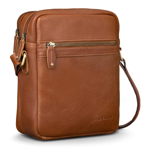 Bolso de piel auténtica para hombre color negro estilo vintage bandolera pequeña