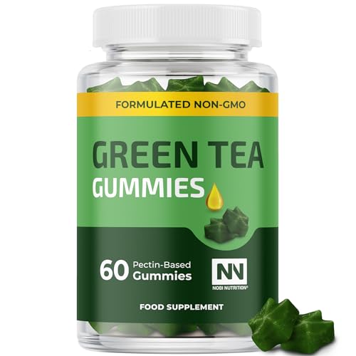 Green Tea Thermogenic Gummies | Metabolism Workout & Appetite Support Supplements for Women & Men | 45% EGCG with Green Coffee Bean Extract & Raspberry Ketones | Keto Diet Friendly Apple Flavor 60ct