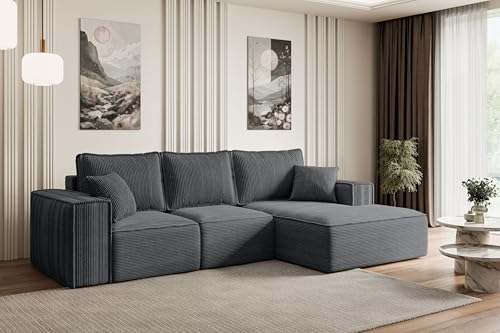 ALTDECOR Ecksofa mit Schlaffunktion und Bettkasten Corner Sofa Bett Eckcouch Couch L-Form Schlafcouch Ausziehbar Wohnlandschaft Schlafsofa Cauchsofa Serra-L-S - 266x165x73 cm Duneklgrau – Bild 5