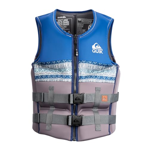 QUIKSILVER Men's Life Vest, USCG and Transport Canada Approved PFD, Evoprene CGA Life Jacket, Personal Flotation Device for Jet Skiing Wakeboarding Rafting Sailing Surfing Boating - L